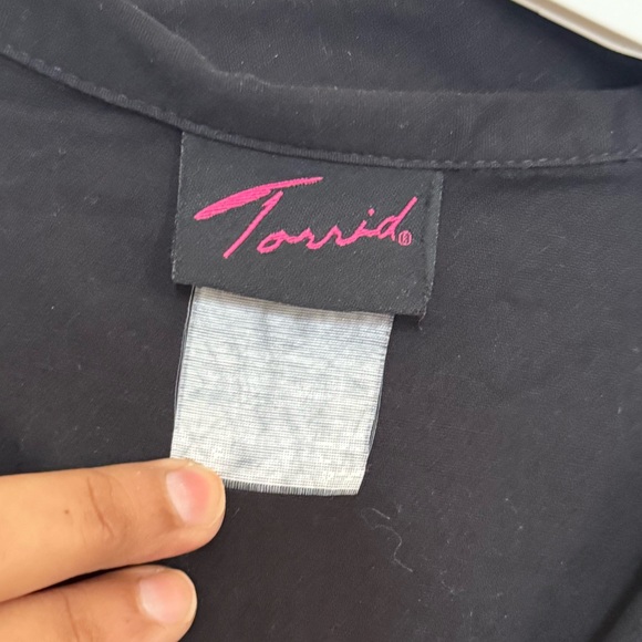 Torrid Black Button Down Shirt with Red Cherry Accents - Picture 5 of 11